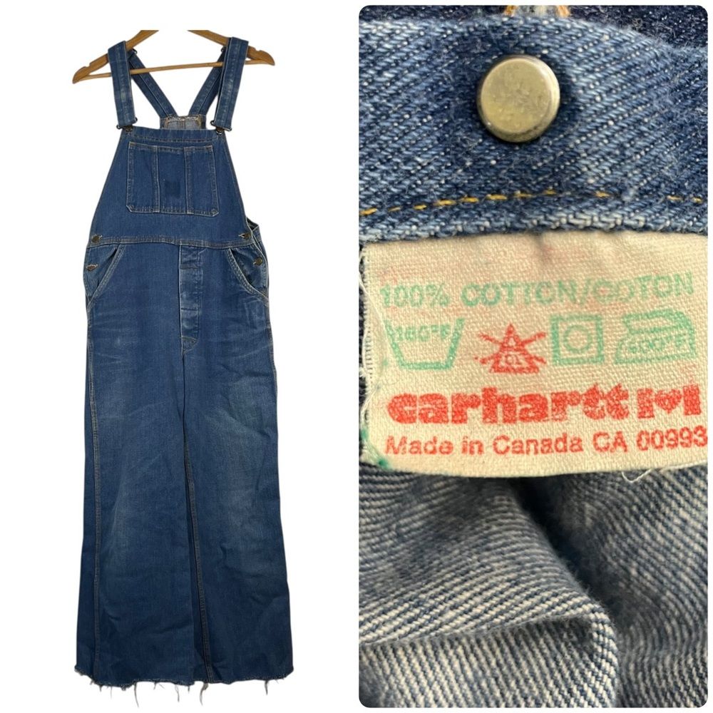 Carhartt Vintage Bib Overalls Canadian Made Size 6 Wide Leg